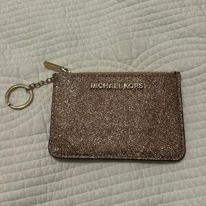 MICHAEL KORS gold sparkle keychain wallet
